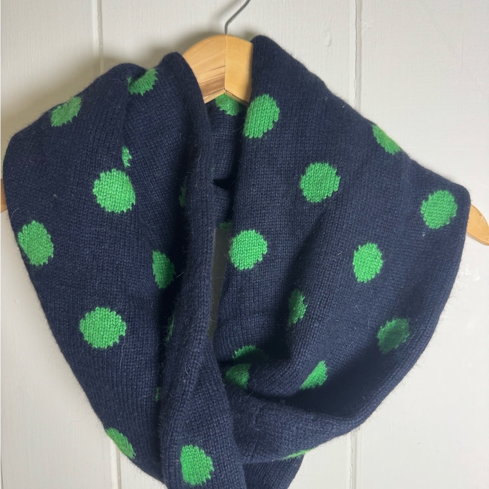 J. Crew Spotted Knit Infinity Scarf Snood - Navy Blue Green